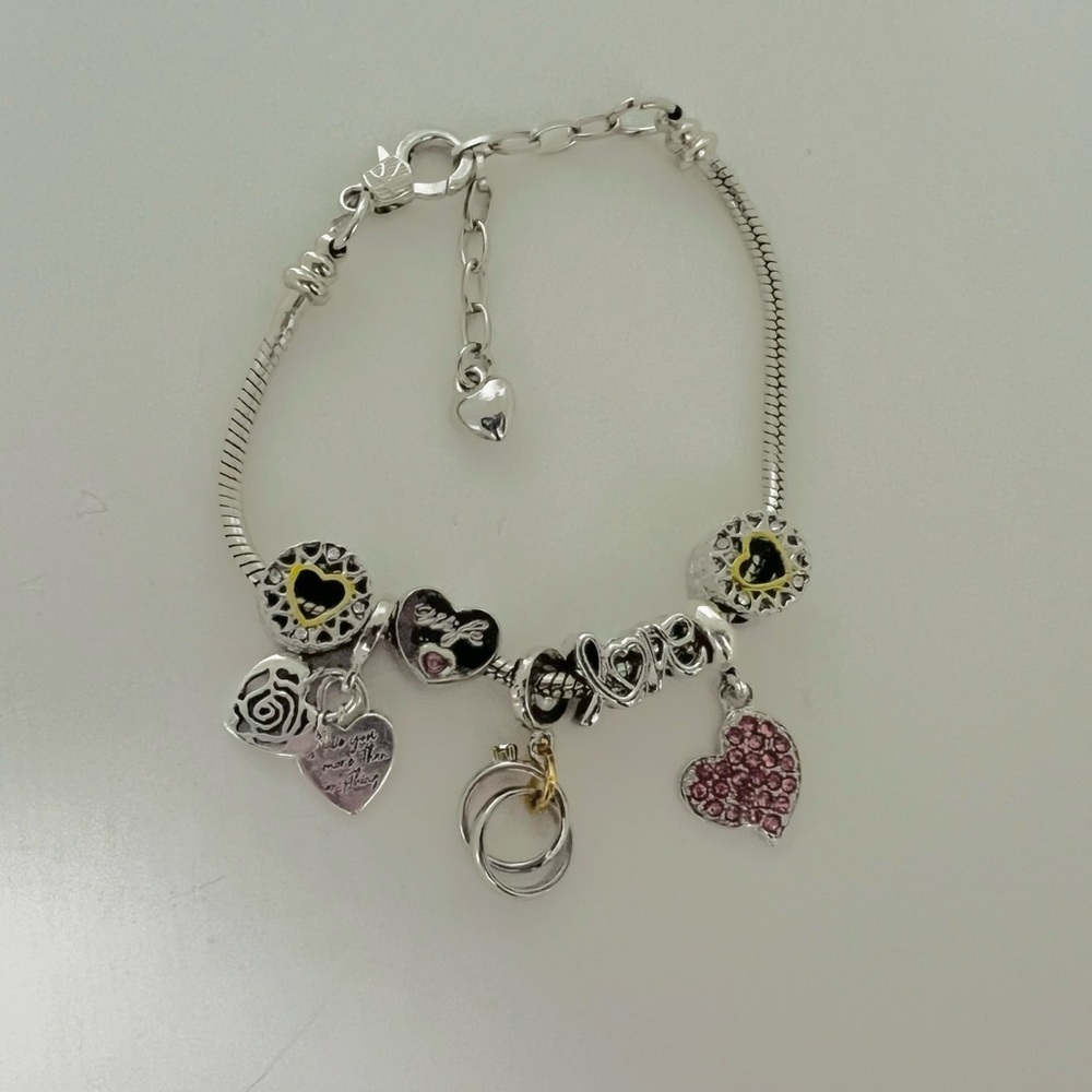 Wife Charm Bracelet Anniversary Wedding Gift Pandora Style Heart Love Jewelry - Picture 3 of 4